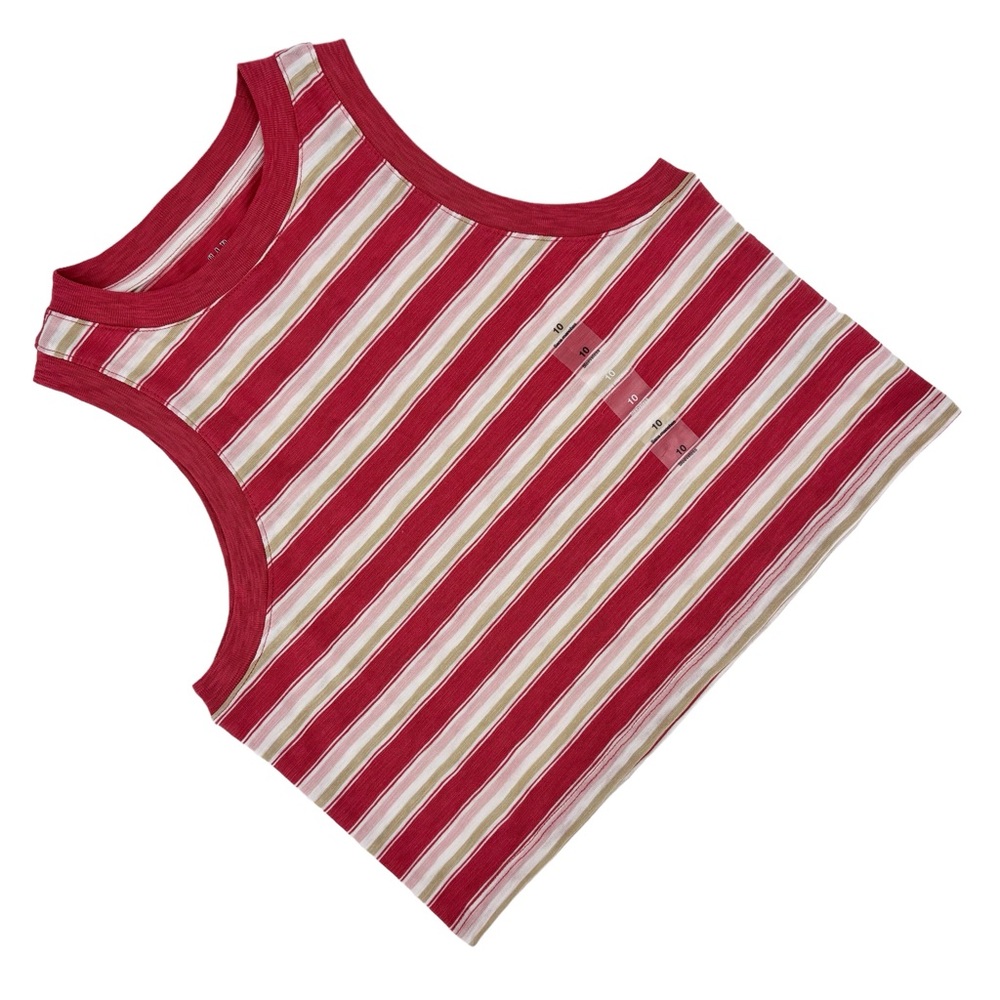 GAP Teen NWT Red, Pink, Tan, and White Striped Organic Cotton Tank Top, 10